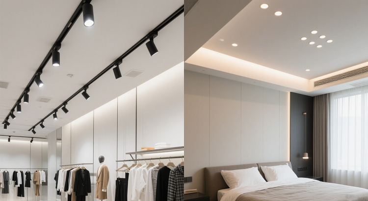 What is the difference between track lighting and downlight?