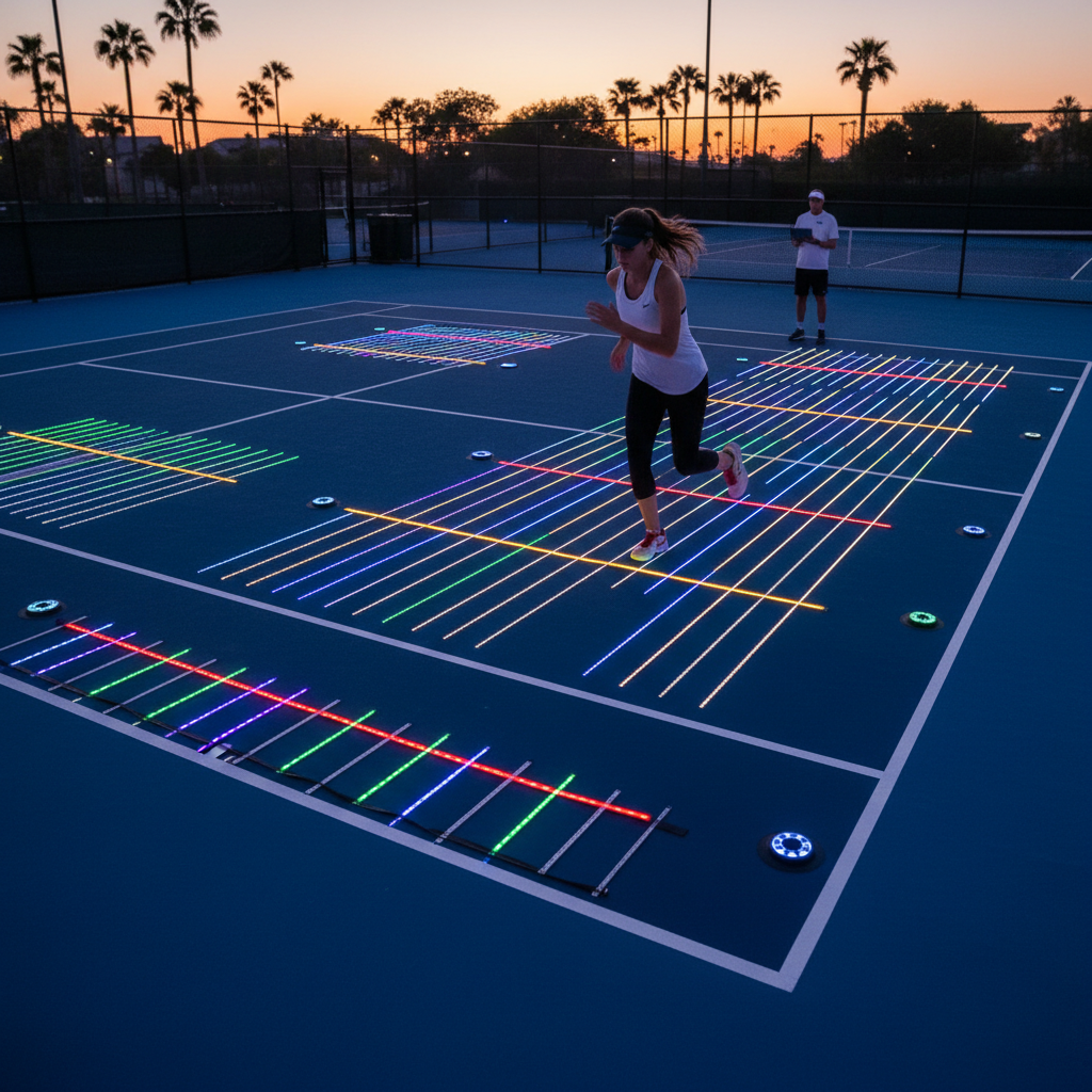 Snjall LED ljósræma fyrir fótaæfingar í tennis
