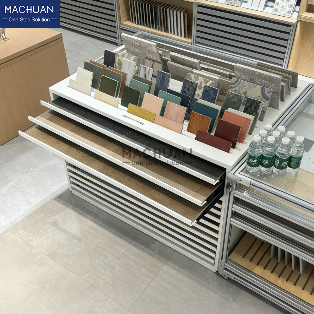 Tile Display Rack with Drawers