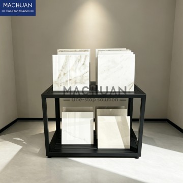 Double-Deck Slotted Stone Tile Display Table