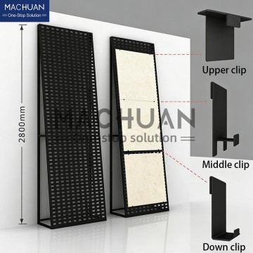 Slanted Perforated Panel Freestanding Tile Display Rack