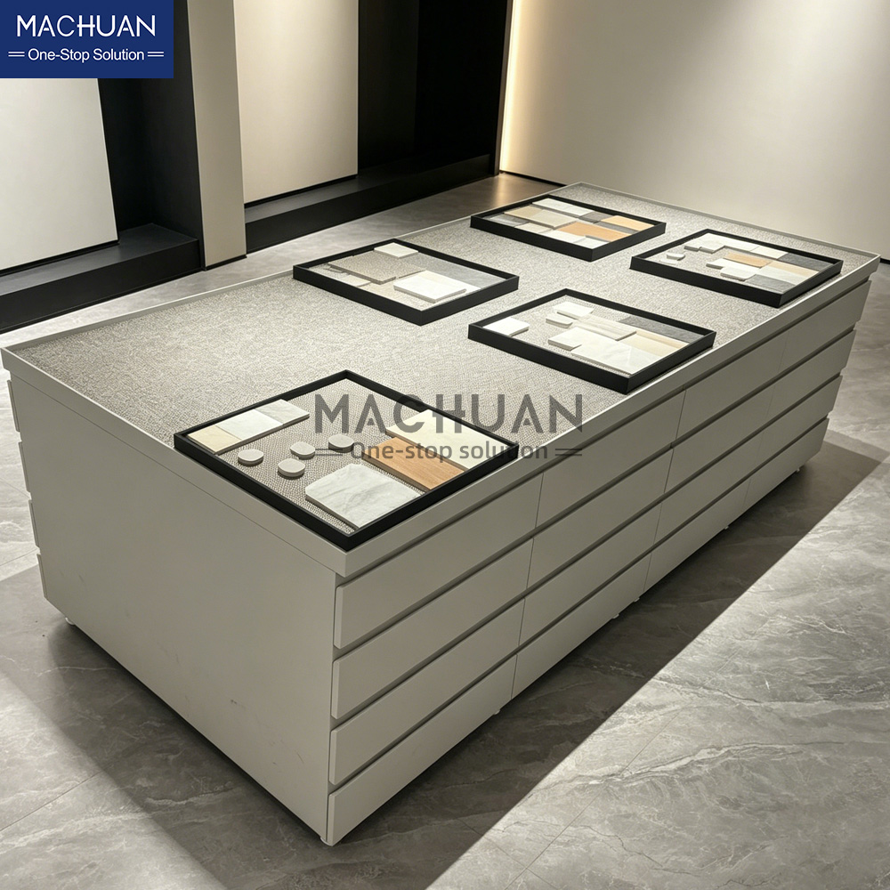 Metal Tile Display Island Table 