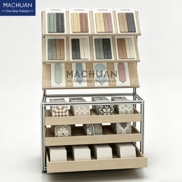 MC-Z02-A Modular Tile Sample Display Cabinet with Glass Top