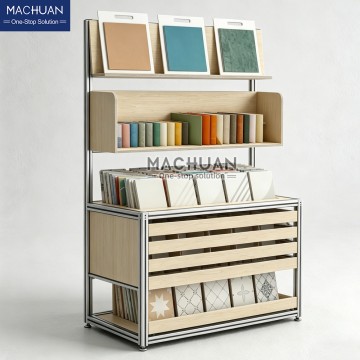 MC-Z02-B Modular Tile Display Cabinet with Slanted & Drawer S...