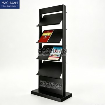 Heavy Duty Frosted Black Metal Literature Display Rack with Anti-Scratch
