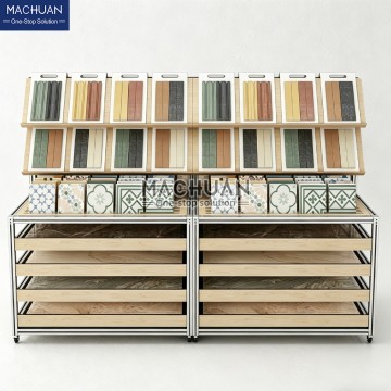 MC-Z02-M  Double-Sided Tile Display Cabinet with Wheels
