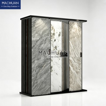 Adjustable Sliding Vertical Tile Pull-Out Display Cabinet with LED Lighting
