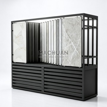 Rak Display Keramik Berdiri Bebas dengan 7 Laci di Bagian Bawah & 10 Panel Geser yang Dapat Diatur