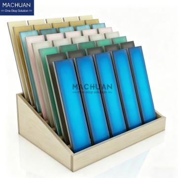 Tiered Slanted Tile Sample Display Box Wooden Base Sample Display Rack
