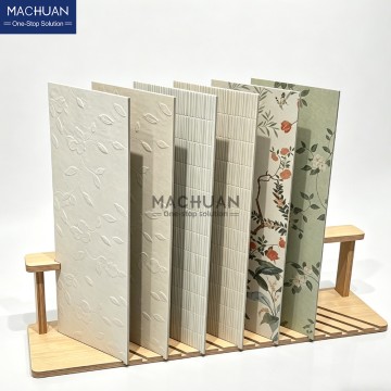 Single-side Wood Inclined Slot Flooring Tile Display Stand