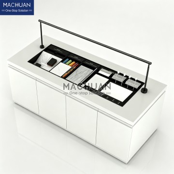 Mesa de exhibición multifuncional para pruebas de rendimiento de baldosas con tamaño personalizable.