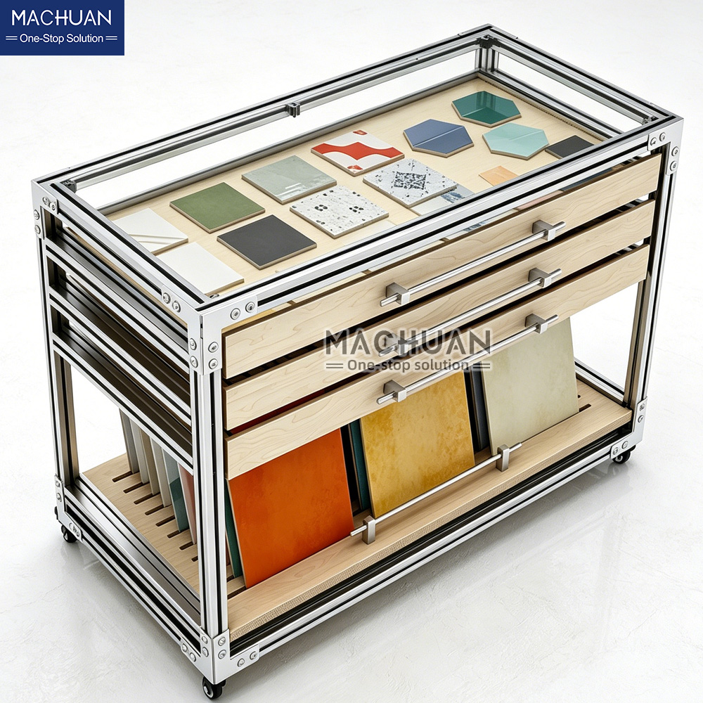 wooden table display stand