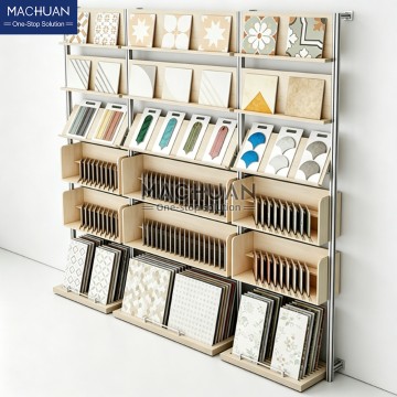 Wall Mounted Multi Tier Tile Sample Display Rack Adjustable T...