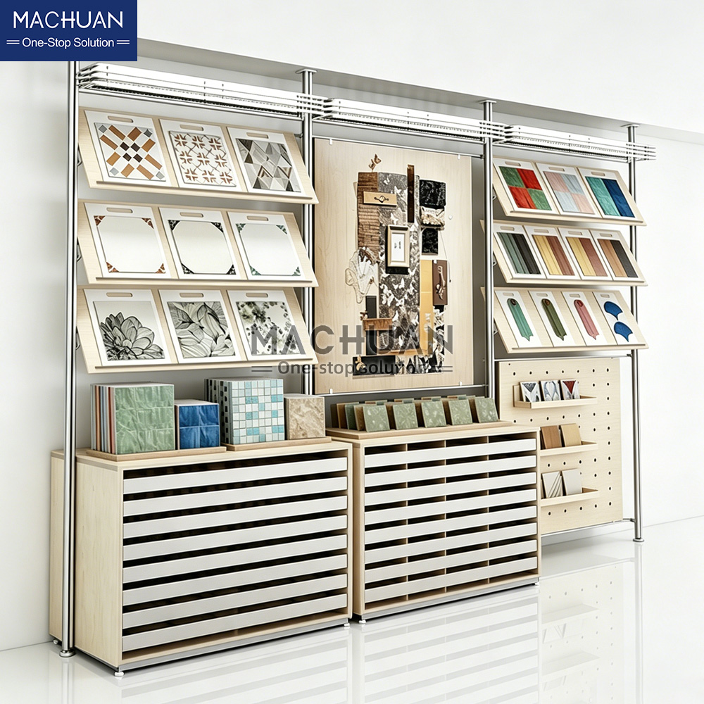 Wooden Tile Display Rack 
