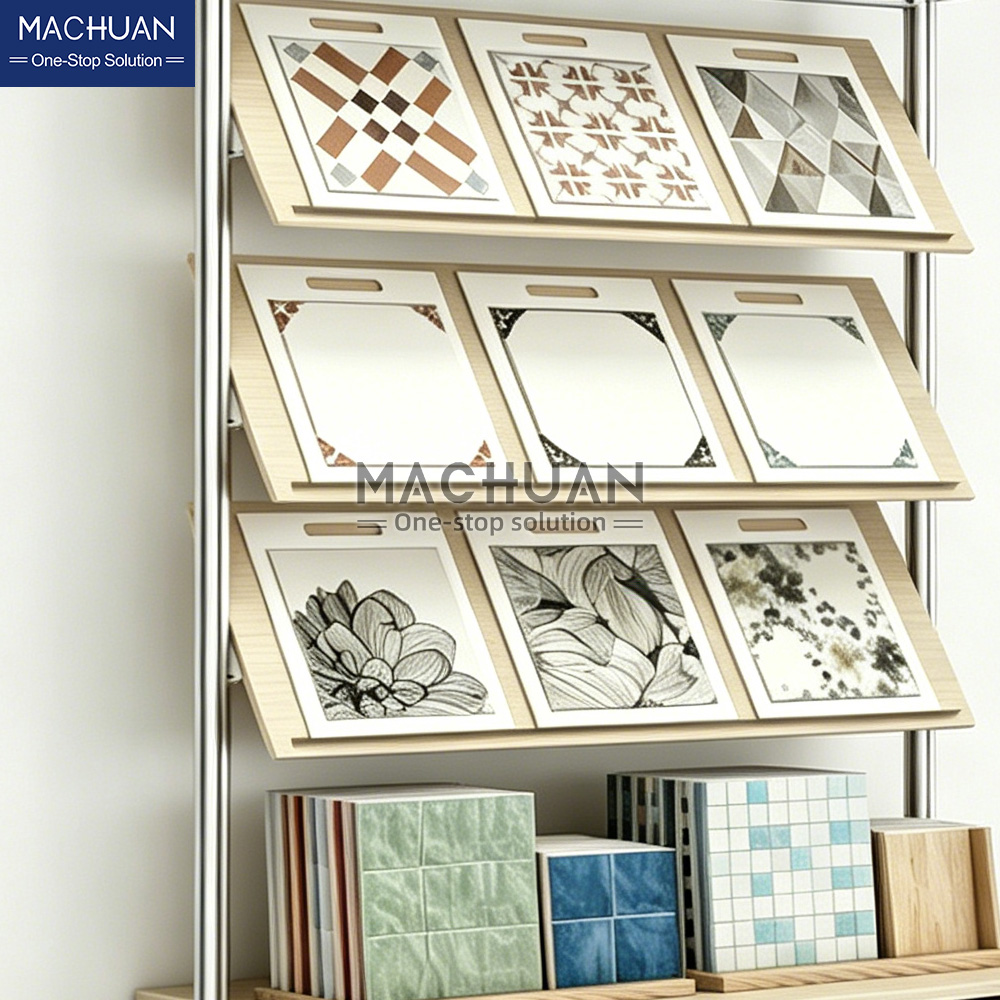 tile display racks with drawer