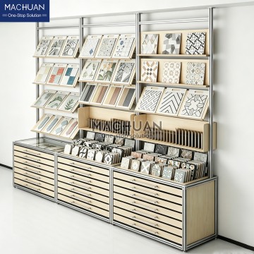 Easy Assembly Modular Tile Sample Display Unit with Slanted S...