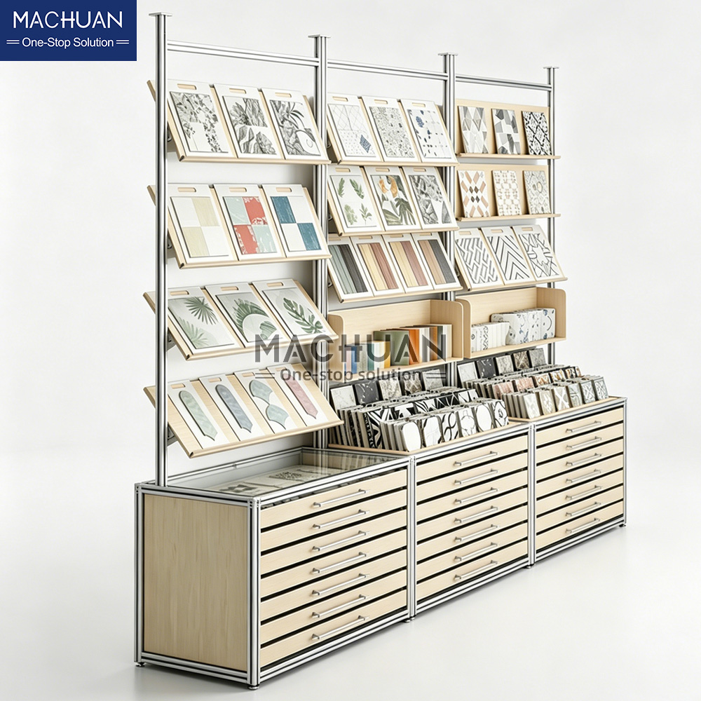 Ceiling-Mounted Tile Sample Display Rack