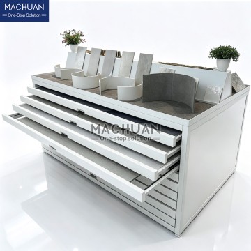 Modern Large Capacity Pull Out Tile Sample Display Island Cab...