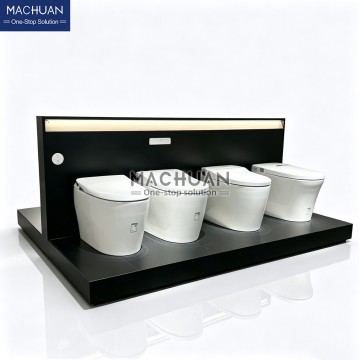 Freestanding Double-Sided Toilet Display Stand Metal Frame with LED lighting