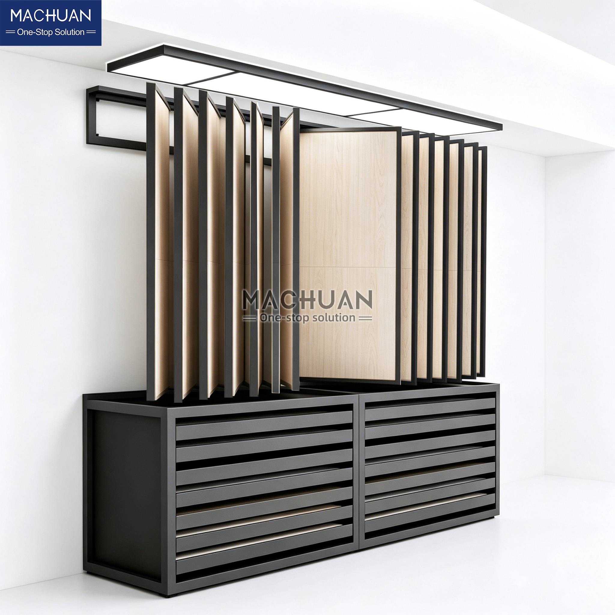 Tile Sample Cabinet With Slanted Trays