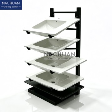 Modern Freestanding Vertical  4 Tier Wash Basin Display Stand Metal Frame