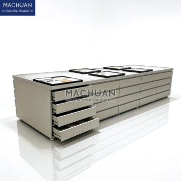 Large Storage Drawers Type Tile Display Island Table with Dou...