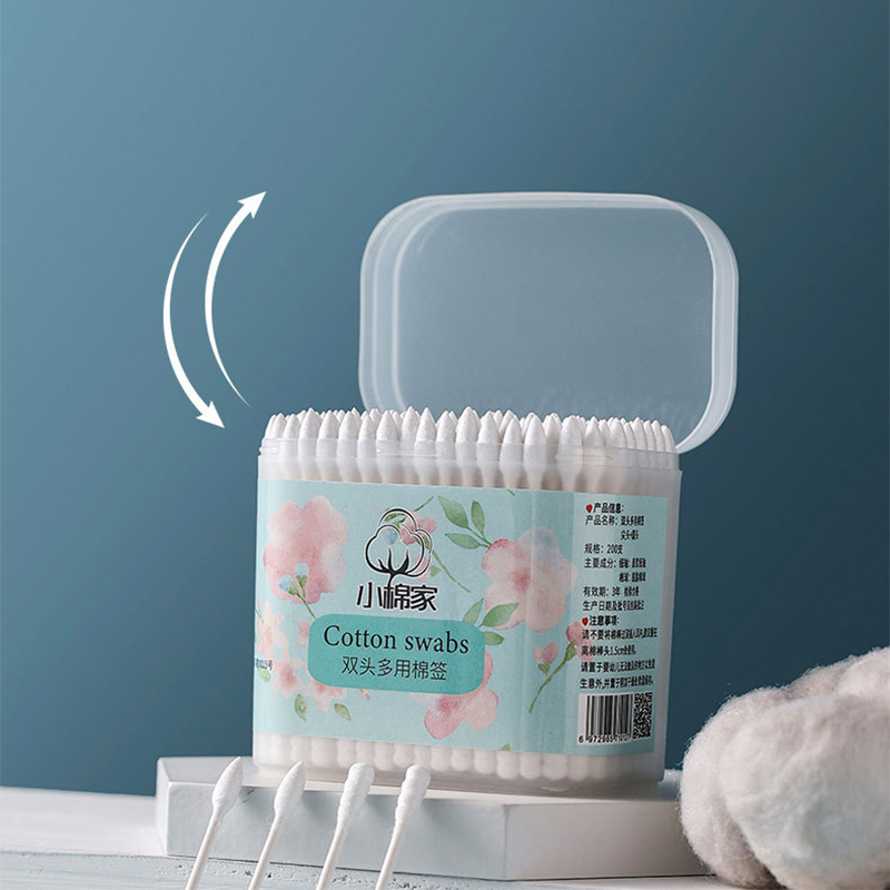 Double Round Head Bamboo Stick Cotton Swab for Adults (10)