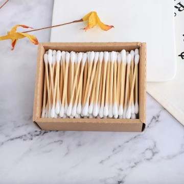 Bamboo Cotton Swabs Double Buds Organic Cotton Swabs with Tips for Ears Sterile Tipped Applicator Makeup Swab Daily Makeup