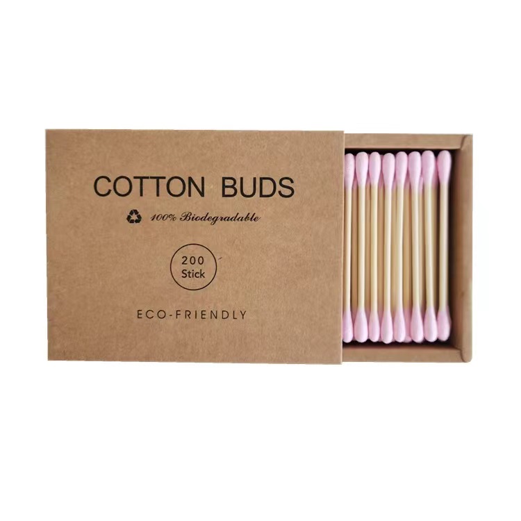 Bamboo Cotton Swabs Double Buds Organic Cotton Swabs with Tips for Ears Sterile Tipped Applicator Makeup Swab Daily Makeup