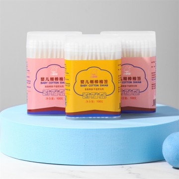 Pointed + round bamboo stick colored cotton swab
