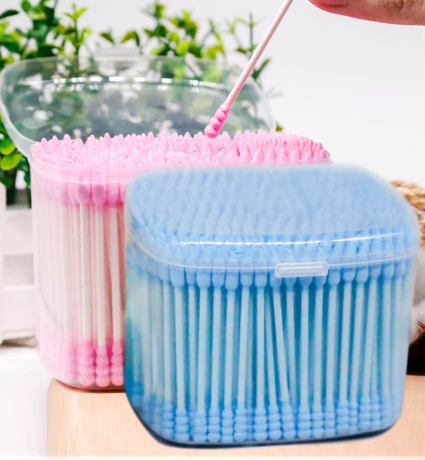 Double  Round head and sharp head sprial and pointed Cleaning Cotton Swab Buds Eyeshadow Tip Applicators Wood Sticks for pet cat face Makeup Nail Art colorful Personalized packaging customization