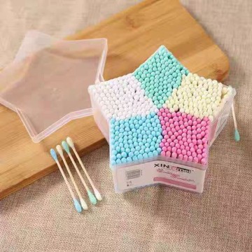Double  Round head and sharp head sprial and pointed Cleaning Cotton Swab Buds Eyeshadow Tip Applicators Wood Sticks for pet cat face Makeup Nail Art colorful Personalized packaging customization