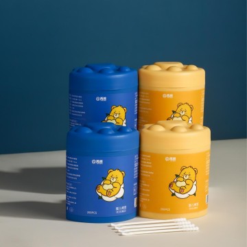 Blue Teddy Bear Baby Cotton Swabs