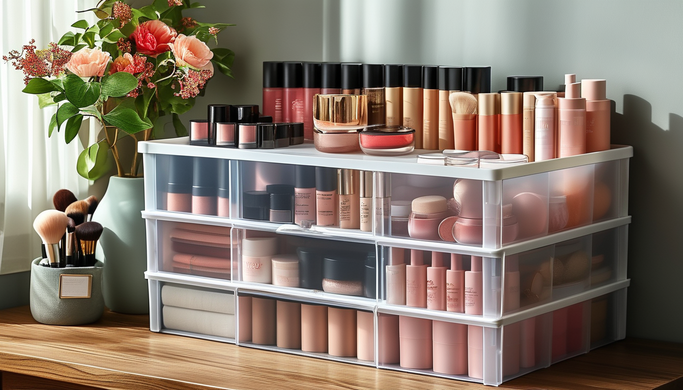 Big Plastic Storage Box For Cosmetic Arrangement