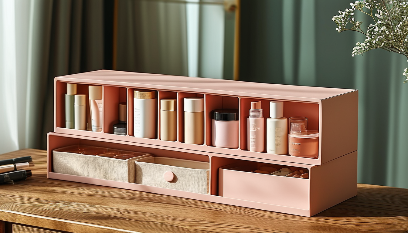 Storage Box With Dividers For Cosmetic Arrangement
