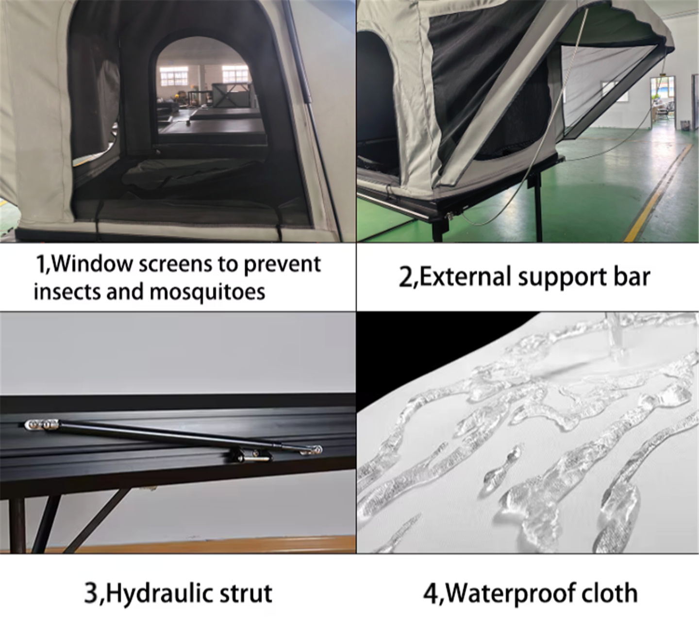 Les fenêtres de la tente sont équipées d'une moustiquaire à haute densité pour empêcher les moustiques d'entrer dans la tente.