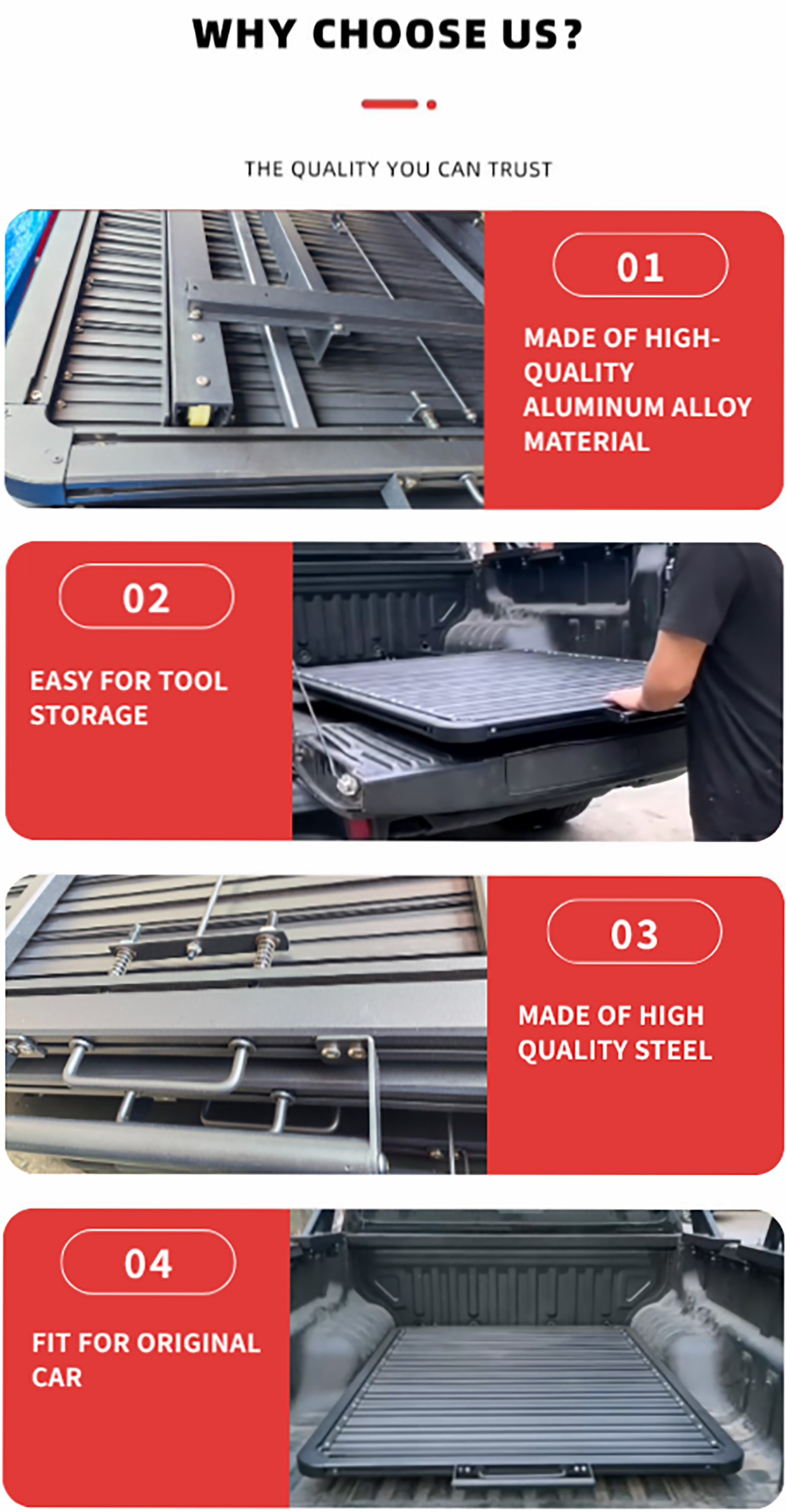TK-05 OCAM Aluminum Deluxe Ute Tray for Dual Cab Pickups (2)