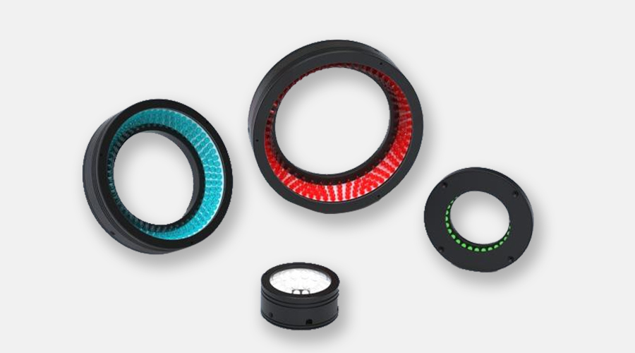 Low Angle Ring Light sources of multiple sizes and different distances ranging from 60° to 90°