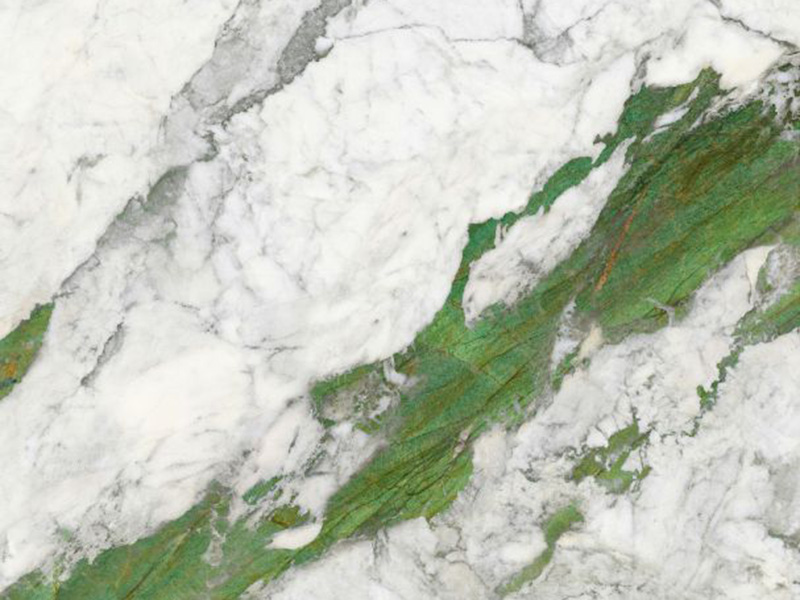 NORWEGIAN FOREST Green Marble Porcelain Slab – Glossy Bookmatch Design