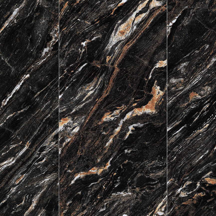 BLACK GOLD VEINED MARBLE Look Sintered Stone Slab (2)