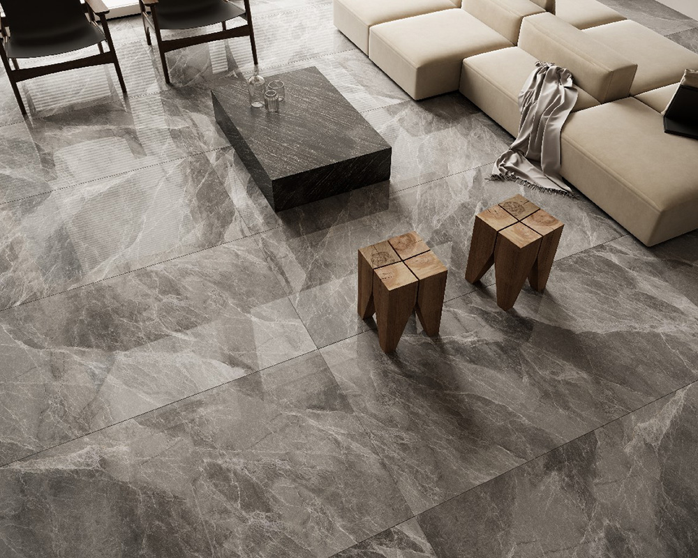 Dalle de porcelaine aspect marbre poli EMMA GREY (1)