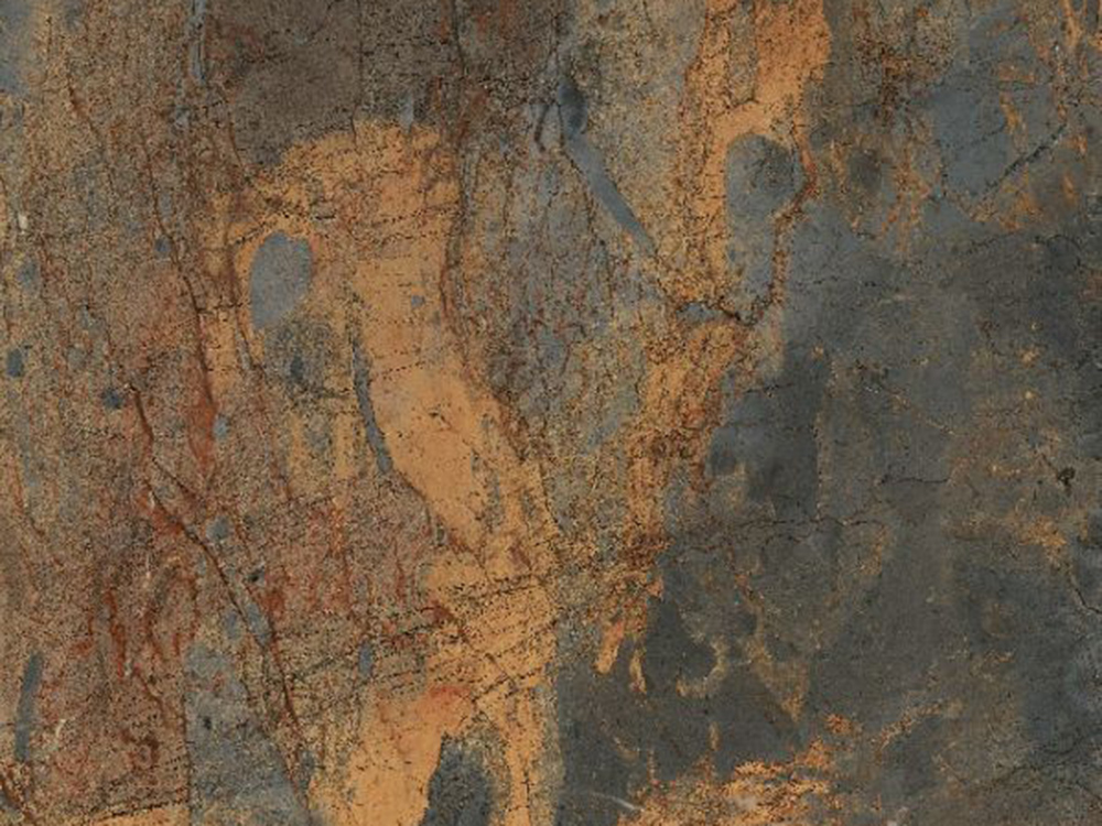 Placa de pedra sinterizada com aparência de rocha vulcânica italiana