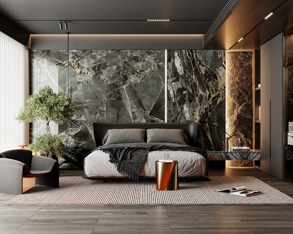 STARRY NIGHT Polished Dark Marble Look Slab