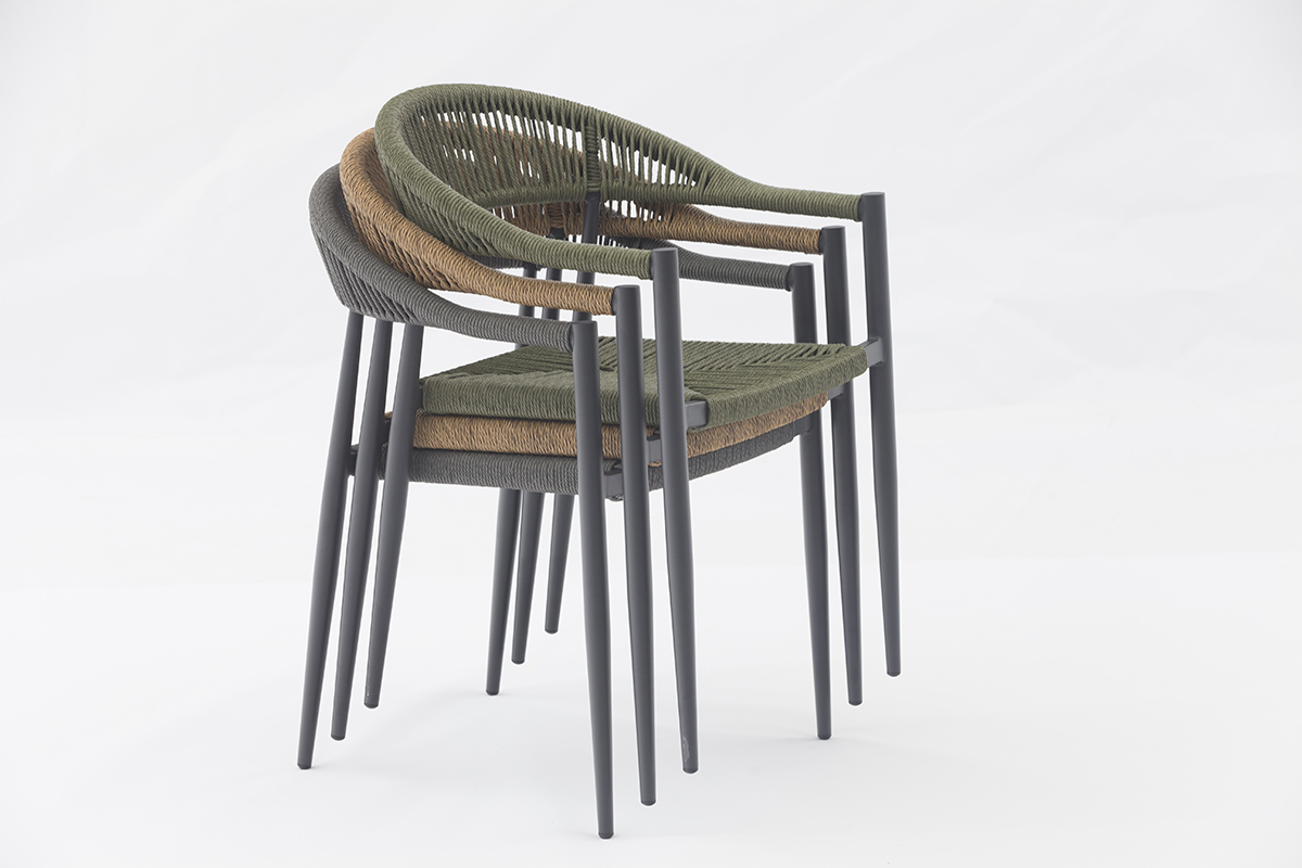 Almelo Outdoor dining stackable aluminum rattan bistro wicker chair- AD602001-1