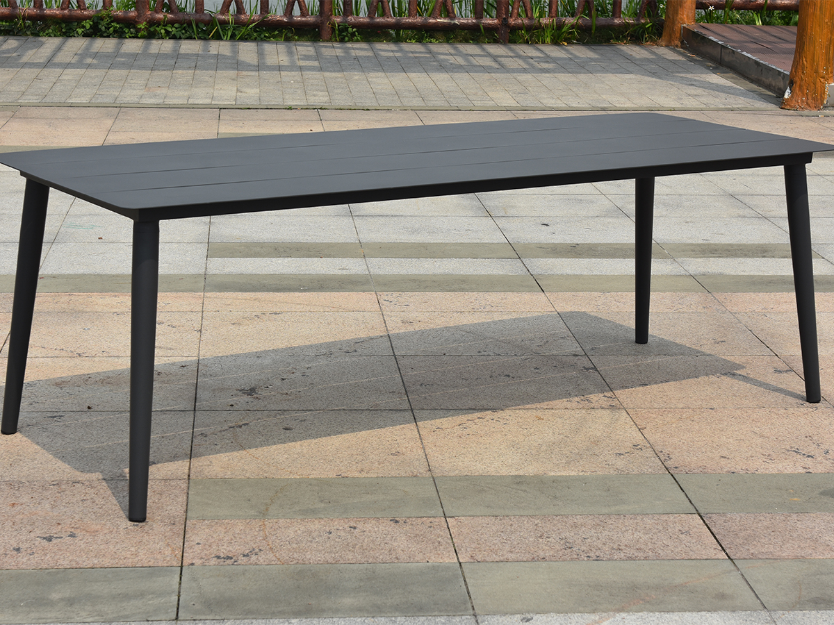 Aluminum Slatted Outdoor Dining Table - Full Aluminum Construction - AD647014