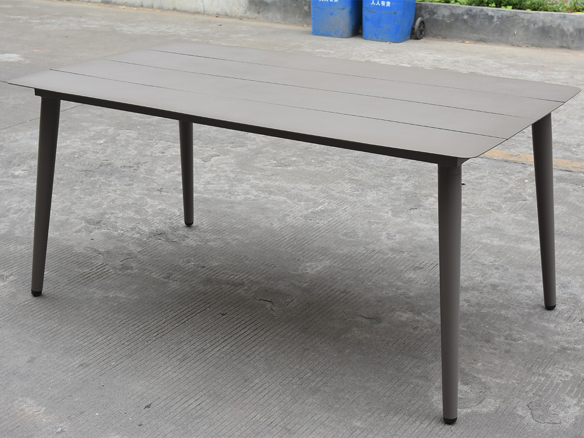 Aluminum Slatted Outdoor Dining Table - Full Aluminum Construction - AD647014