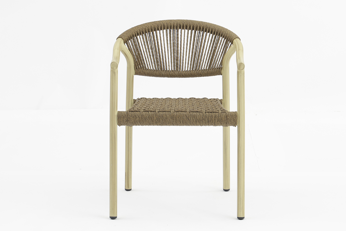 	 Cephas Outdoor dining stackable aluminum rattan bistro wicker wooden look chair - AD642156