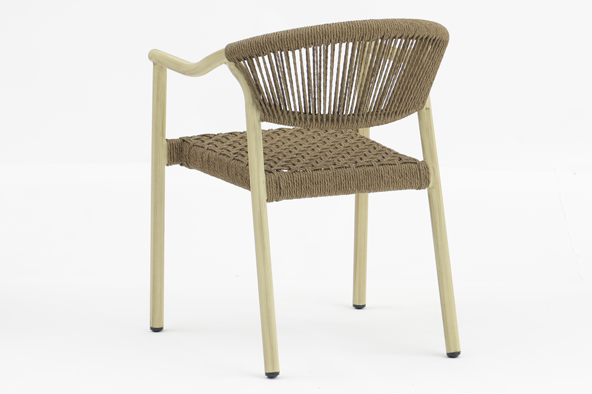 	 Cephas Outdoor dining stackable aluminum rattan bistro wicker wooden look chair - AD642156