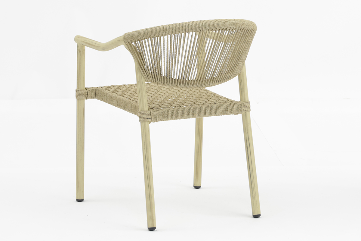 	 Cephas Outdoor dining stackable aluminum rattan bistro wicker wooden look chair - AD642156