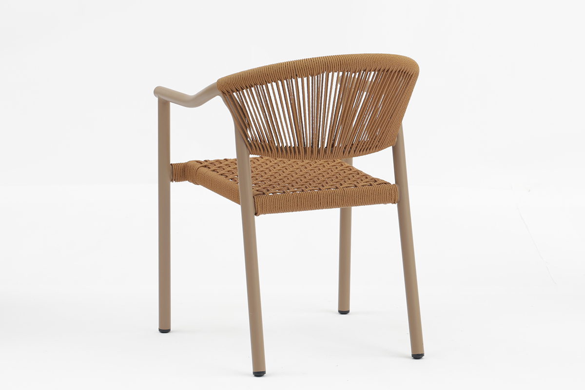 	 Cephas Outdoor dining stackable aluminum rattan bistro wicker wooden look chair - AD642156